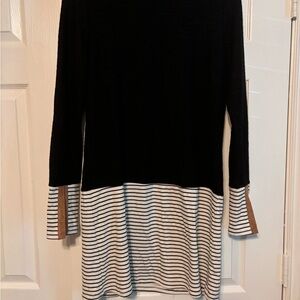 THML Black and White Striped Midi Dress
